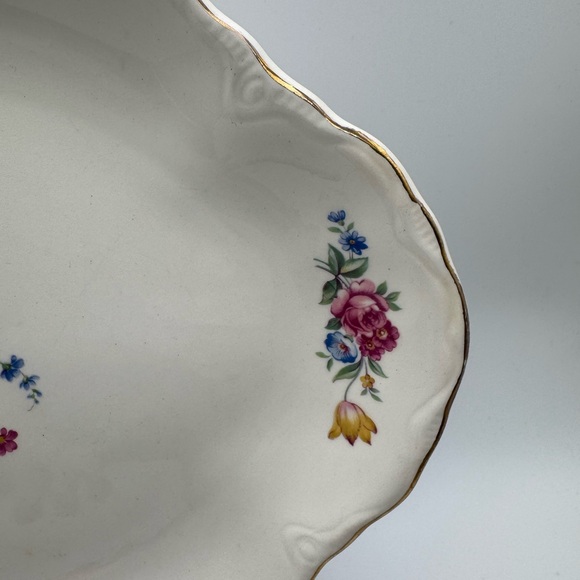 Vintage Hazel by Scio Elegant Floral Oval Serving Platter with Gold Trim USA - Picture 6 of 15